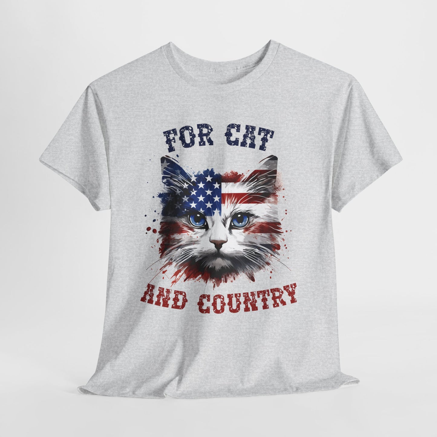 For Cat and Country Shirt - Patriotic USA Flag Cat Tee