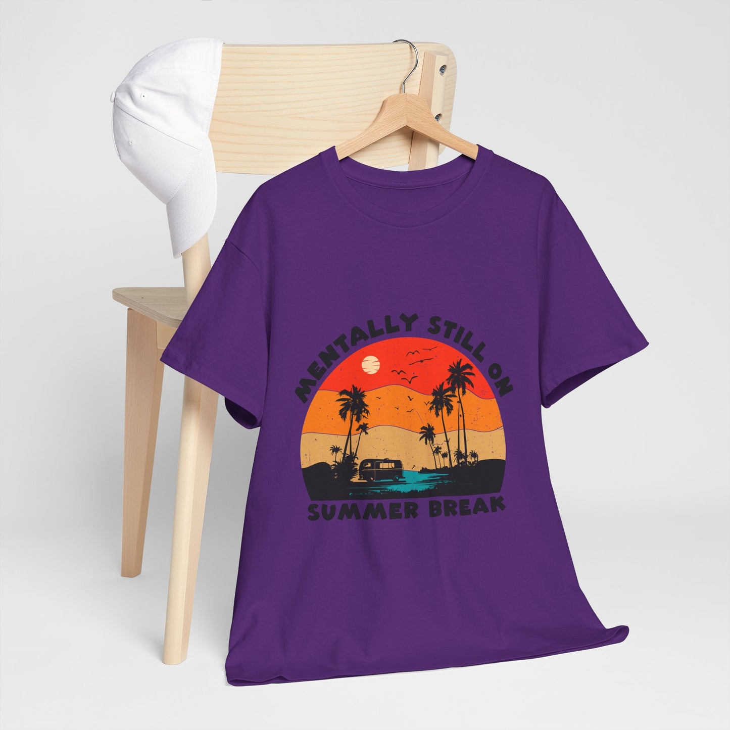 Still on Summer Break Shirt - Funny Back to School Tee, Retro Sunset Vanlife Vibes, Mentally on Vacation Graphic Tee for Students & Teachers
