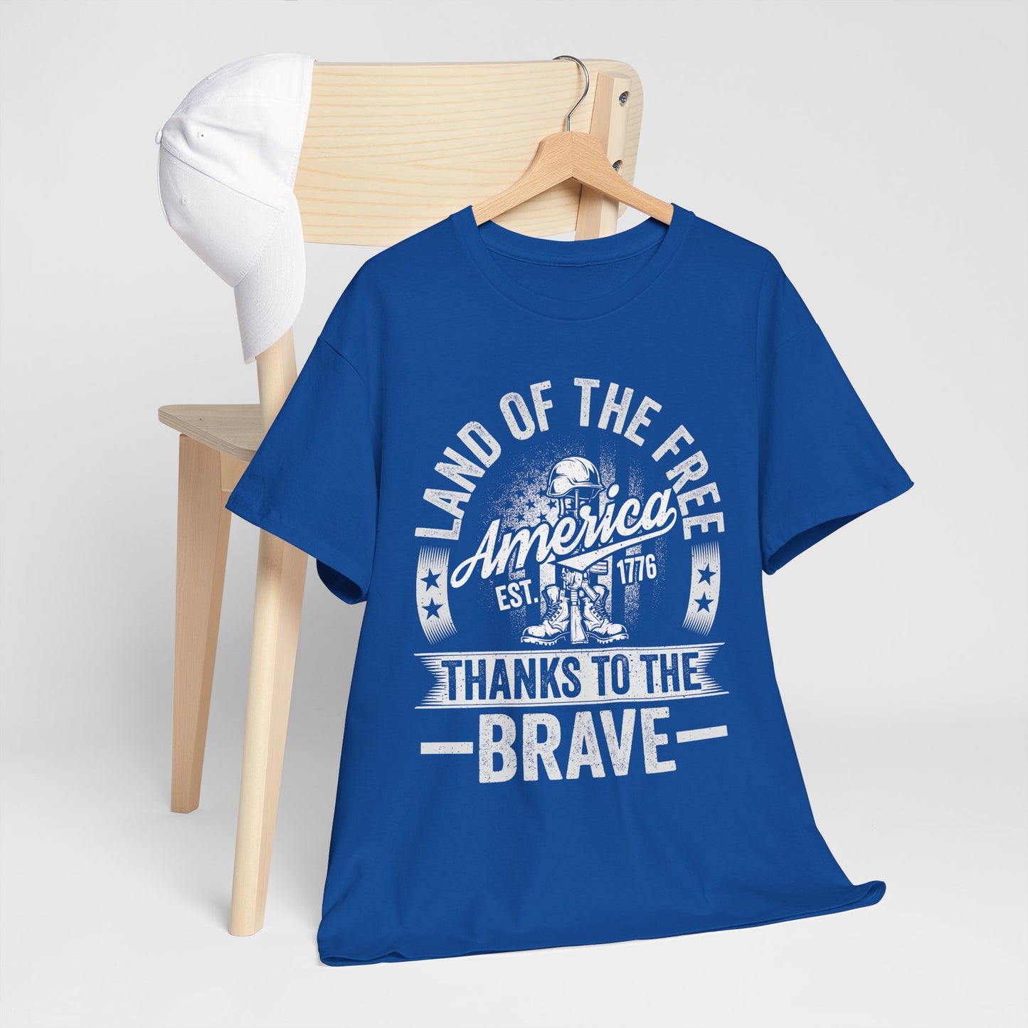 Land of the Free T-Shirt - Battlefield Cross & Flag Memorial Tee