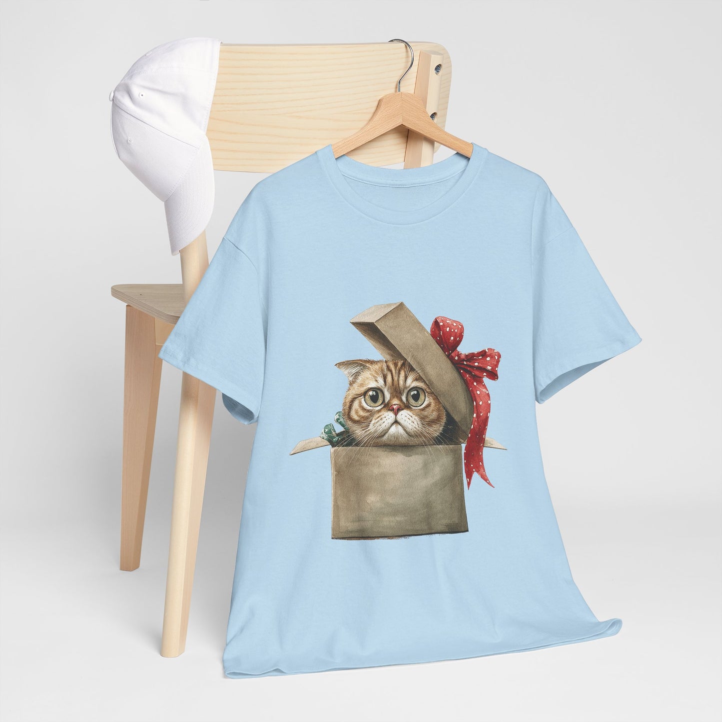 Christmas Gift Box Cat T-Shirt - Kitty in Present Tee