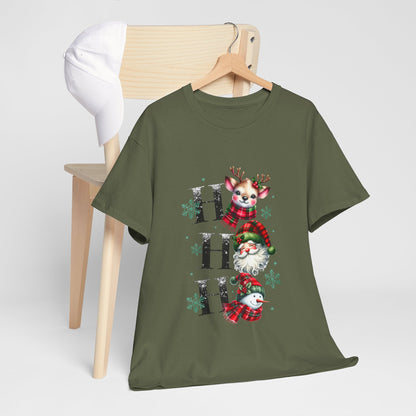 Ho Ho Ho Christmas Shirt - Cute Reindeer, Santa & Snowman Tee
