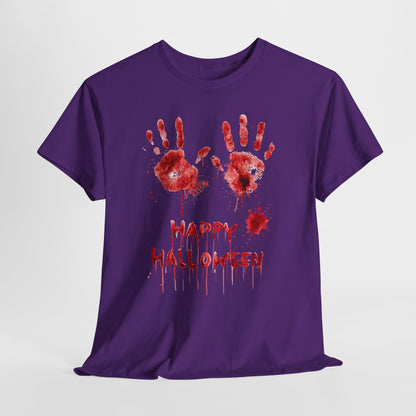 Happy Halloween Blood Handprints T-Shirt - Dripping Horror Tee