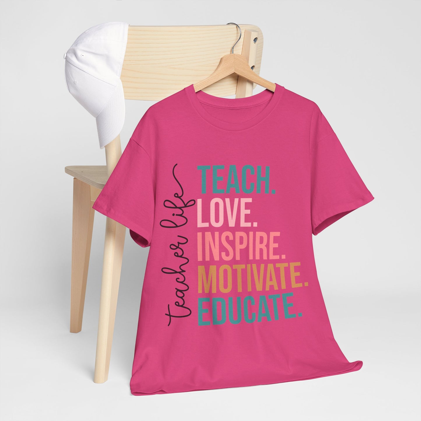 Teach Love Inspire Motivate Educate Shirt - Minimalist Teacher Life Tee, Positive Education Shirt Gift for Educators & Coaches