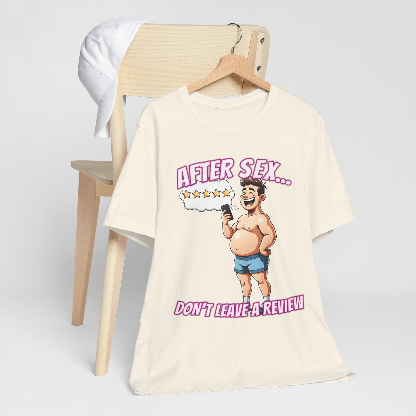 After Sex Don't Leave a Review Shirt - Funny 5 Star Guy Cartoon Tee - Sarcastic Dating Humor T-Shirt for Men