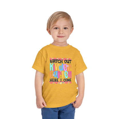 Watch Out Kindergarten Shirt - Fun Toddler Back to School Tee, Colorful First Day of Kindergarten Outfit, Here I Come Shirt for Kids