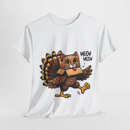Funny Turkey Cat T-Shirt - Thanksgiving Meow Meow Cat Lover Tee