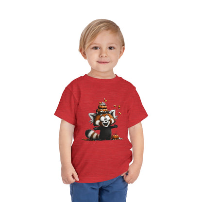 Red Panda Kids Halloween T-Shirt - Candy Corn & Pumpkins Toddler Tee