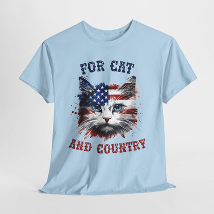 For Cat and Country Shirt - Patriotic USA Flag Cat Tee