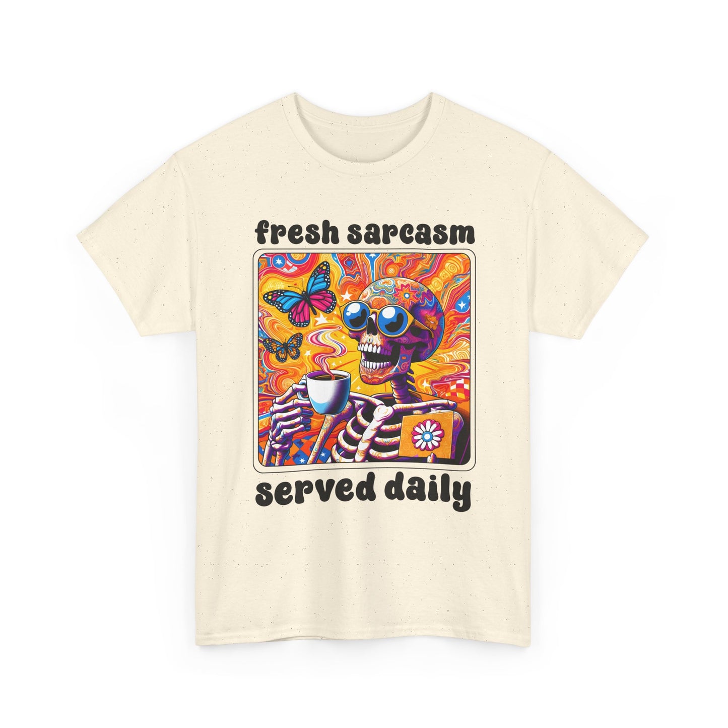 Psychedelic Coffee Skeleton T-Shirt - Trippy Boho Butterfly Tee