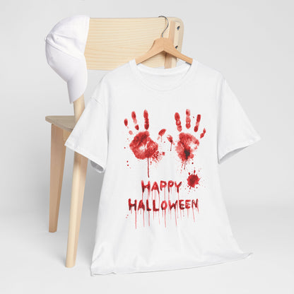 Happy Halloween Blood Handprints T-Shirt - Dripping Horror Tee