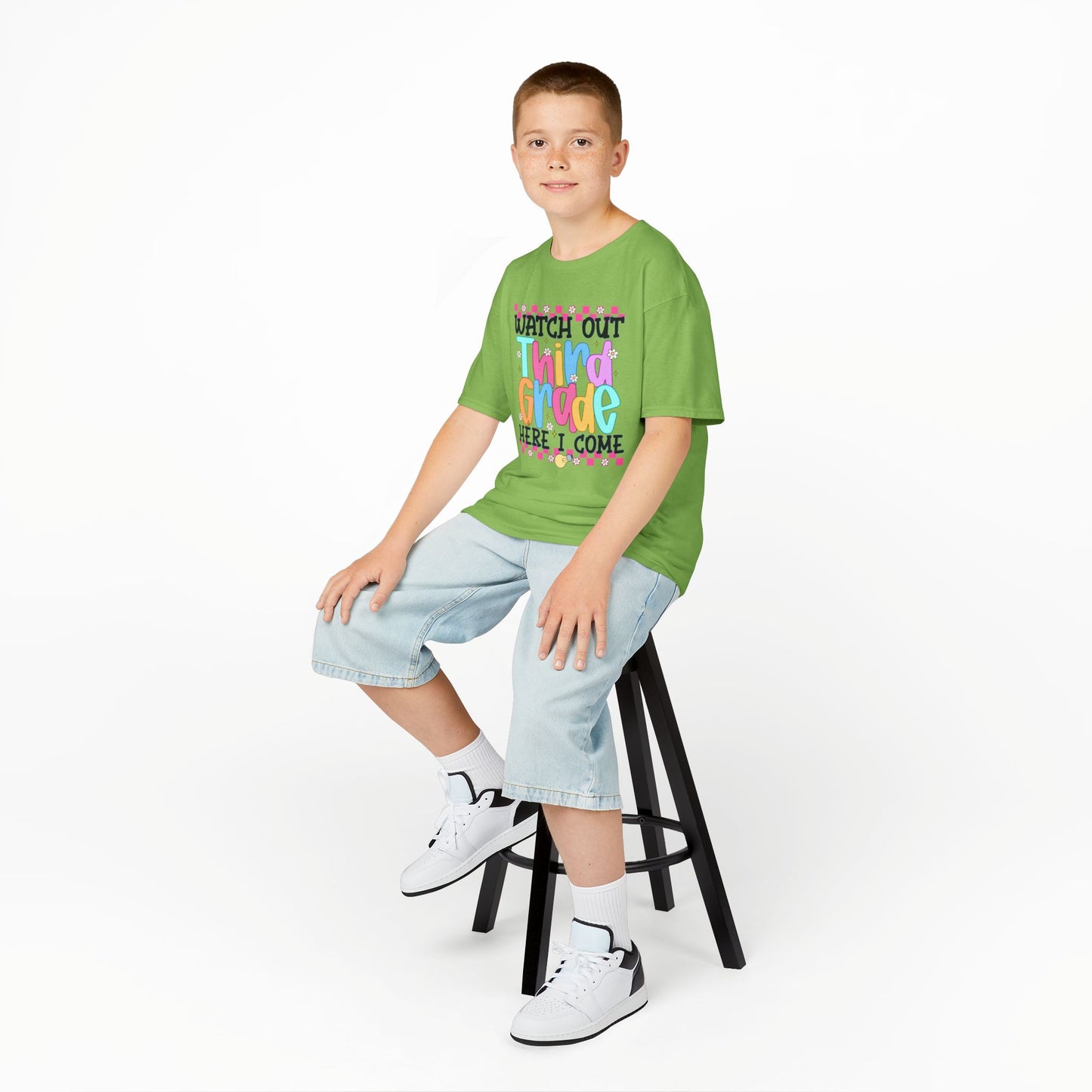 Watch Out Third Grade Shirt - Colorful Kids Back to School Tee, Heavy Cotton T-Shirt for 3rd Grade, First Day of School Outfit