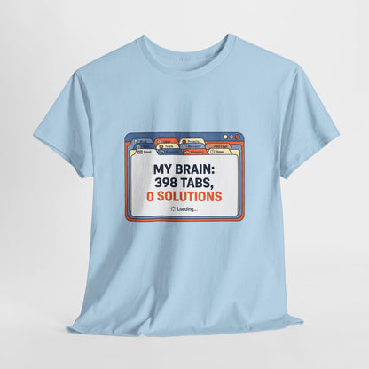 Mein Gehirn – 398 Tabs, 0 Lösungen – T-Shirt mit lustigem Grübel-Meme