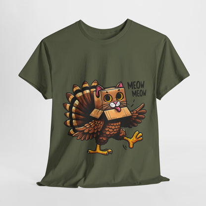 Funny Turkey Cat T-Shirt - Thanksgiving Meow Meow Cat Lover Tee