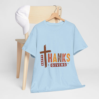 Christian Thanksgiving T-Shirt - Faith-Based “THANKS” Cross Jesus Tee