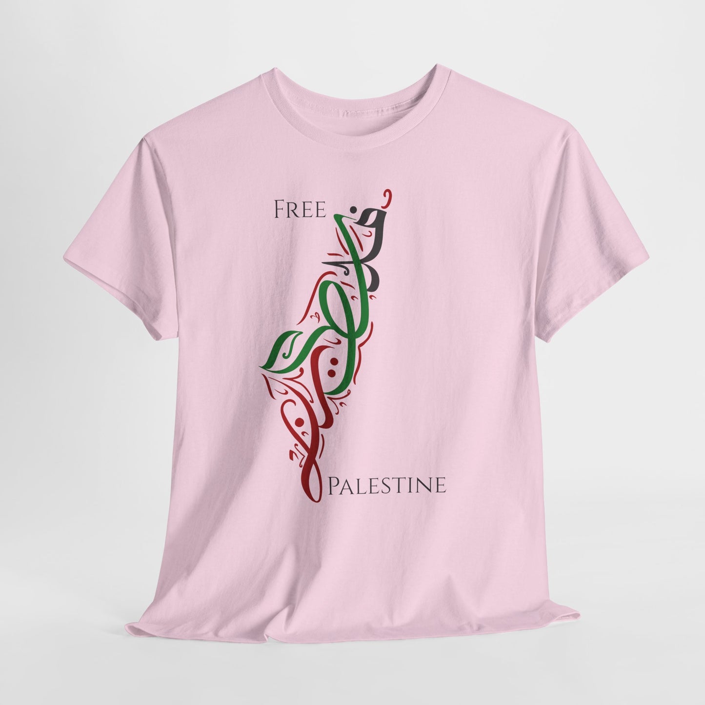 Free Palestine Map T-Shirt - Artistic Palestinian Calligraphy Solidarity Tee