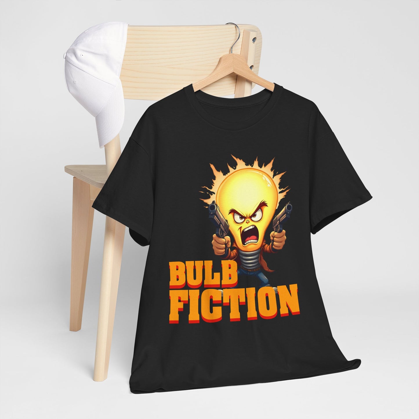 Bulb Fiction Shirt – Funny Movie Parody Tee, Pulp Fiction Lamp Cartoon t-Shirt