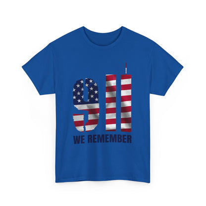 9/11 We Remember T-Shirt - American Flag Twin Towers Memorial Tee
