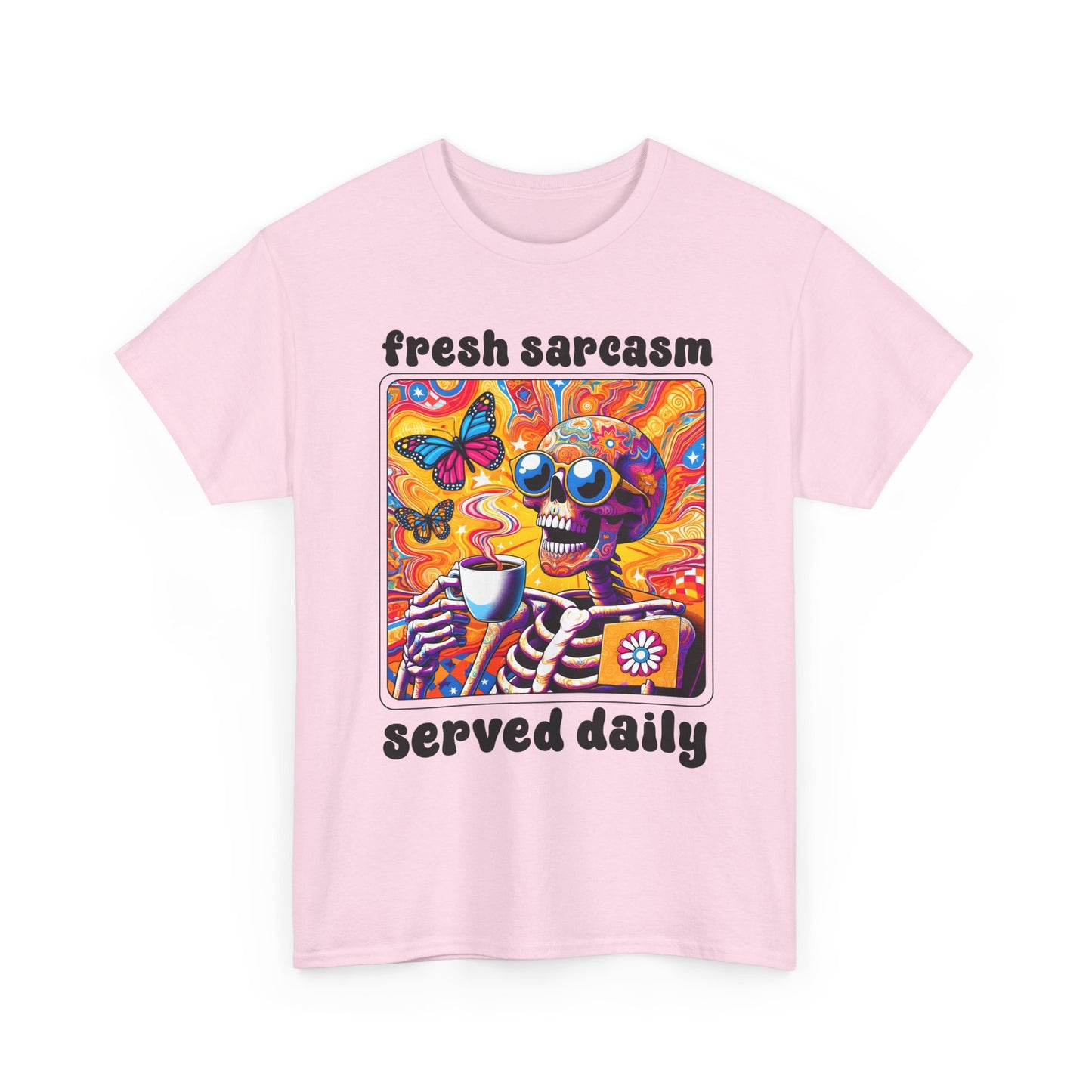 Psychedelic Coffee Skeleton T-Shirt - Trippy Boho Butterfly Tee