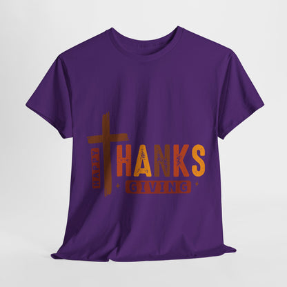 Christian Thanksgiving T-Shirt - Faith-Based “THANKS” Cross Jesus Tee