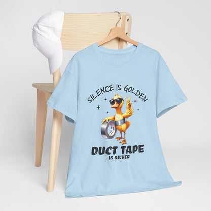 Silence Is Golden Duct Tape T-Shirt - Funny Duck Tee