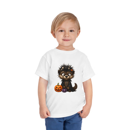 Goth Pup Kids Halloween T-Shirt - Puppy & Jack O' Lantern Toddler Tee