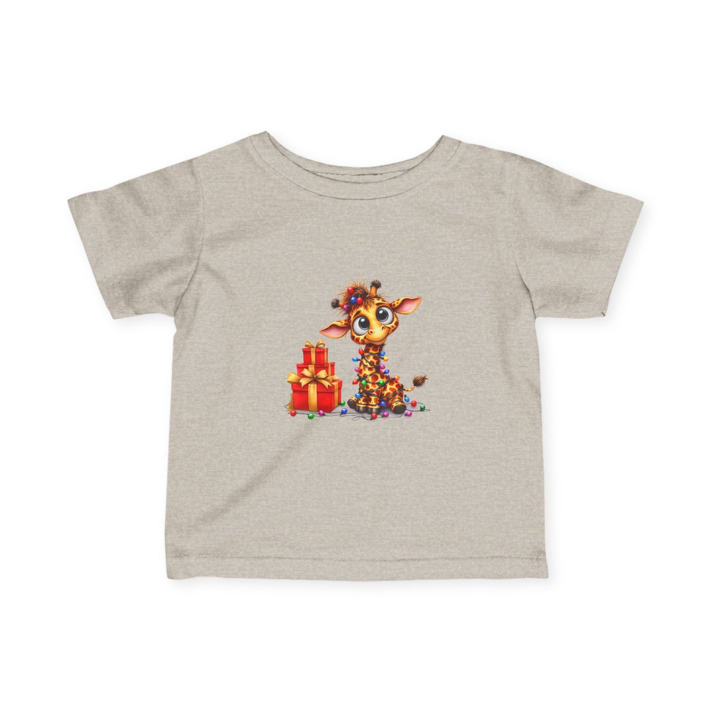 Baby Giraffe Christmas Lights Infant T-Shirt – Cute Holiday Tee