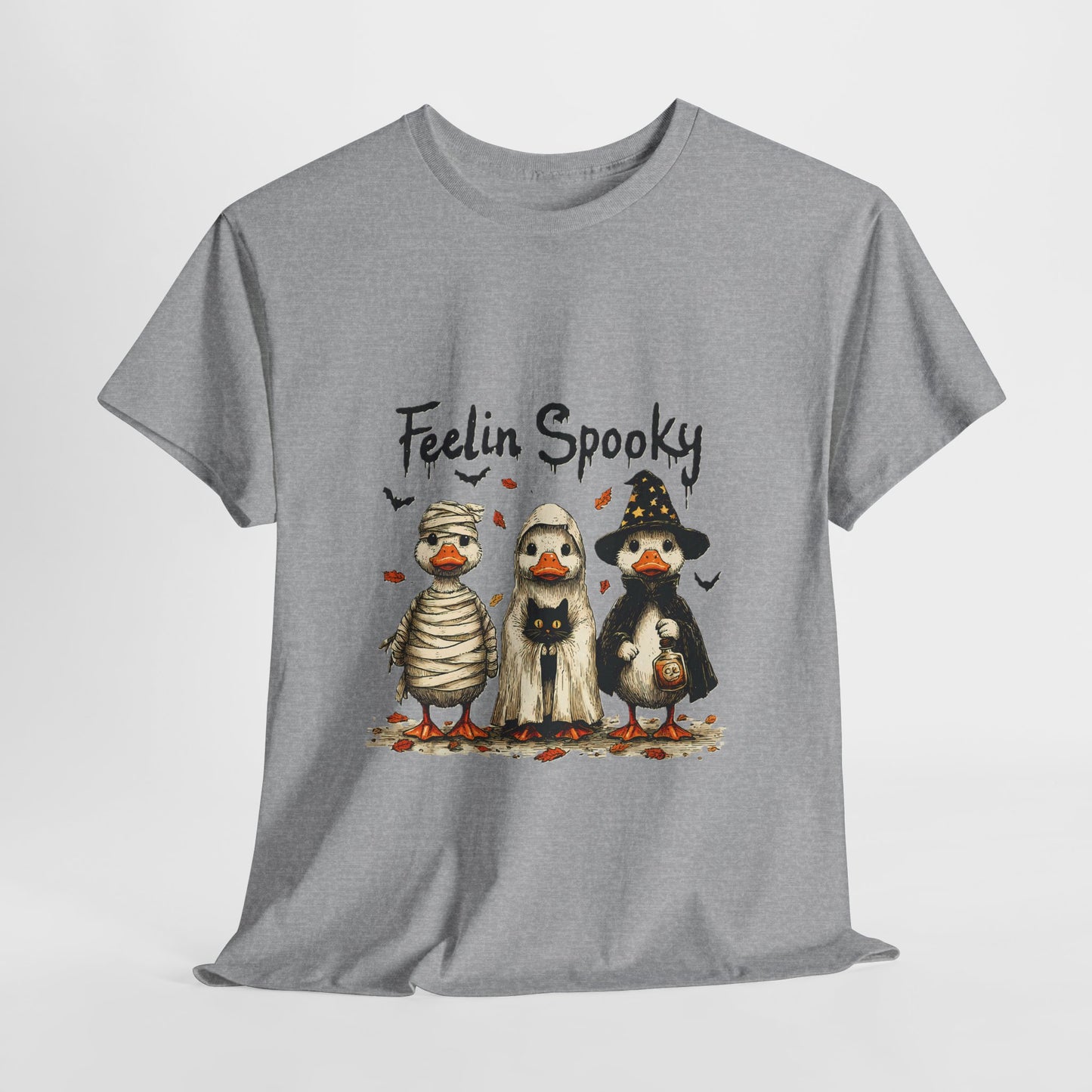 Feelin Spooky Goose Halloween T-Shirt - Cute Ducks in Costumes Tee
