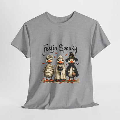 Feelin Spooky Goose Halloween T-Shirt - Cute Ducks in Costumes Tee