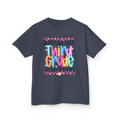Watch Out Third Grade Shirt - Colorful Kids Back to School Tee, Heavy Cotton T-Shirt for 3rd Grade, First Day of School Outfit
