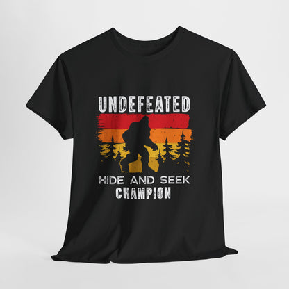 Undefeated Hide and Seek Champion Bigfoot T-Shirt - Retro Sunset Tee
