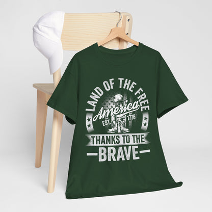 Land of the Free T-Shirt - Battlefield Cross & Flag Memorial Tee