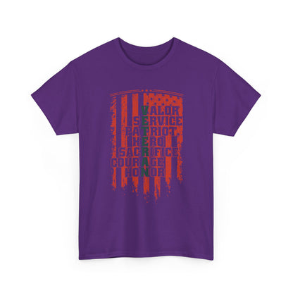Veteran Word Art T-Shirt - Military Acronym Flag Tee