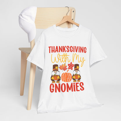 Thanksgiving With My Gnomies T-Shirt - Cute Fall Gnome Family Tee