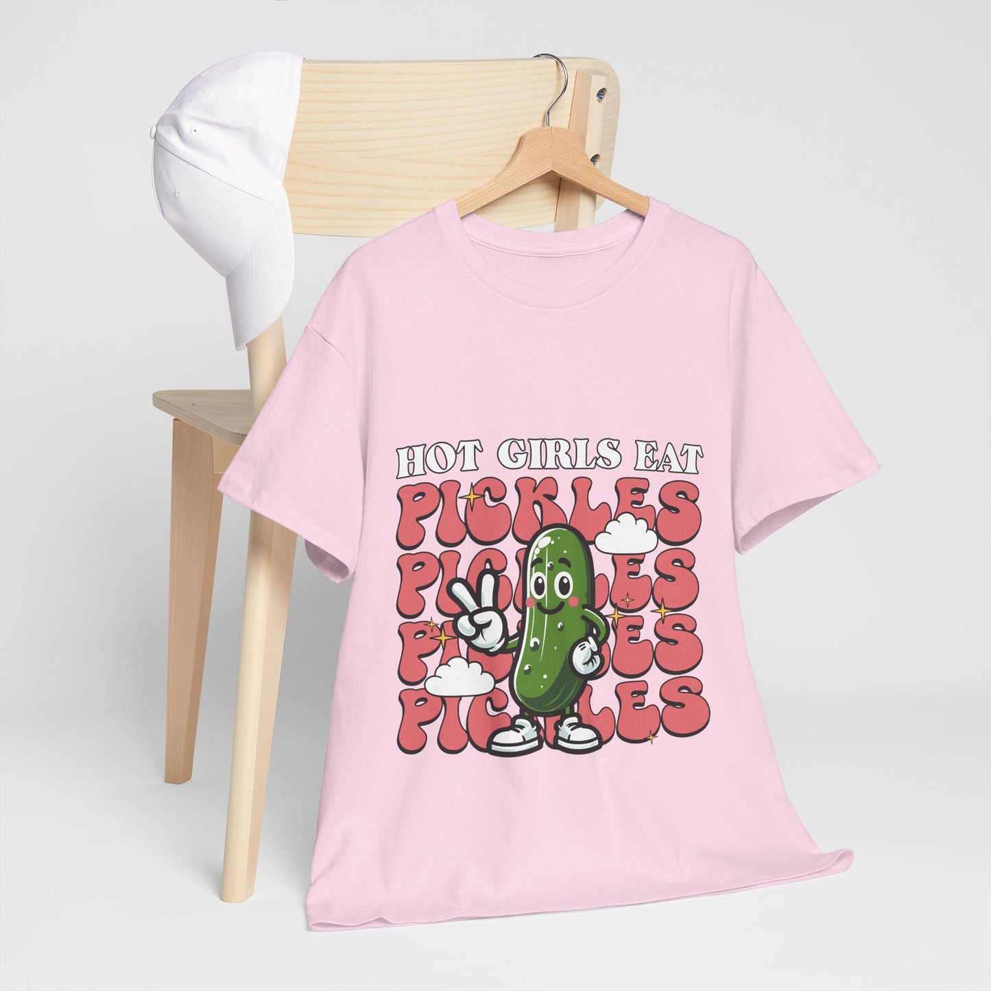 Hot Girls Eat Pickles Shirt - Funny Pickle Lover Gift for Women, Trendy Cartoon Cucumber Tee, Retro Food Humor T-Shirt
