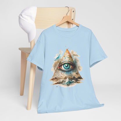 All-Seeing Eye Pyramid T-Shirt - Watercolor Illuminati Aesthetic Tee