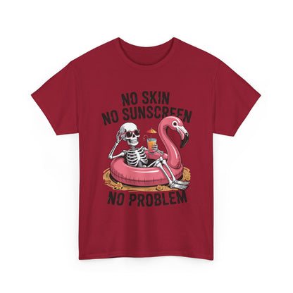 No Skin No Sunscreen T-Shirt - Skeleton Flamingo Summer Tee