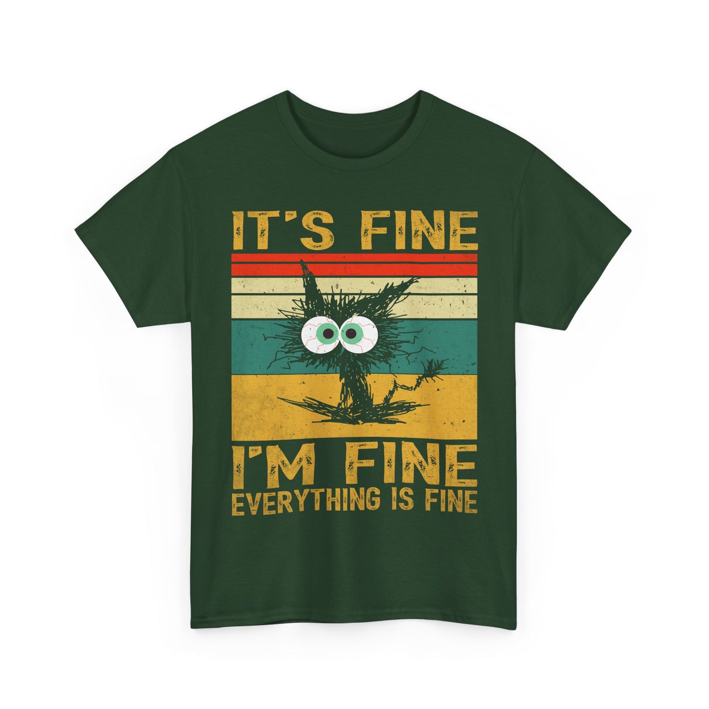 It’s Fine I’m Fine Shirt - Funny Stressed Cat Retro Tee