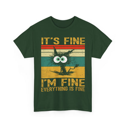It’s Fine I’m Fine Shirt - Funny Stressed Cat Retro Tee