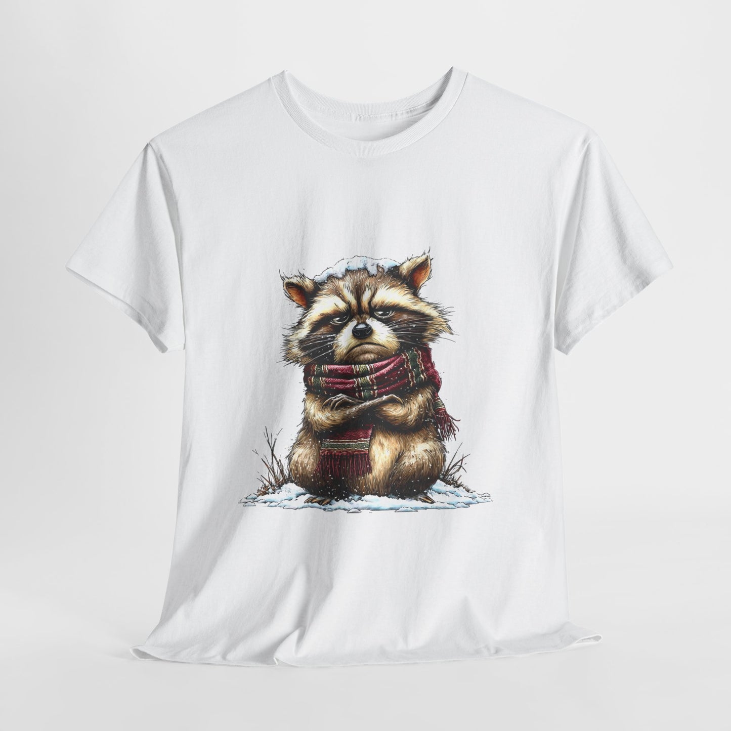 Grumpy Winter Raccoon Shirt - Funny Cozy Scarf Trash Panda Tee