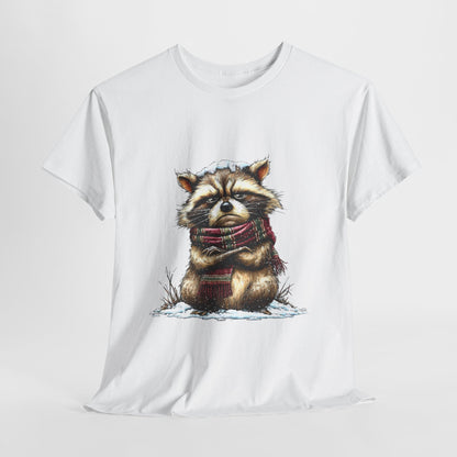Grumpy Winter Raccoon Shirt - Funny Cozy Scarf Trash Panda Tee