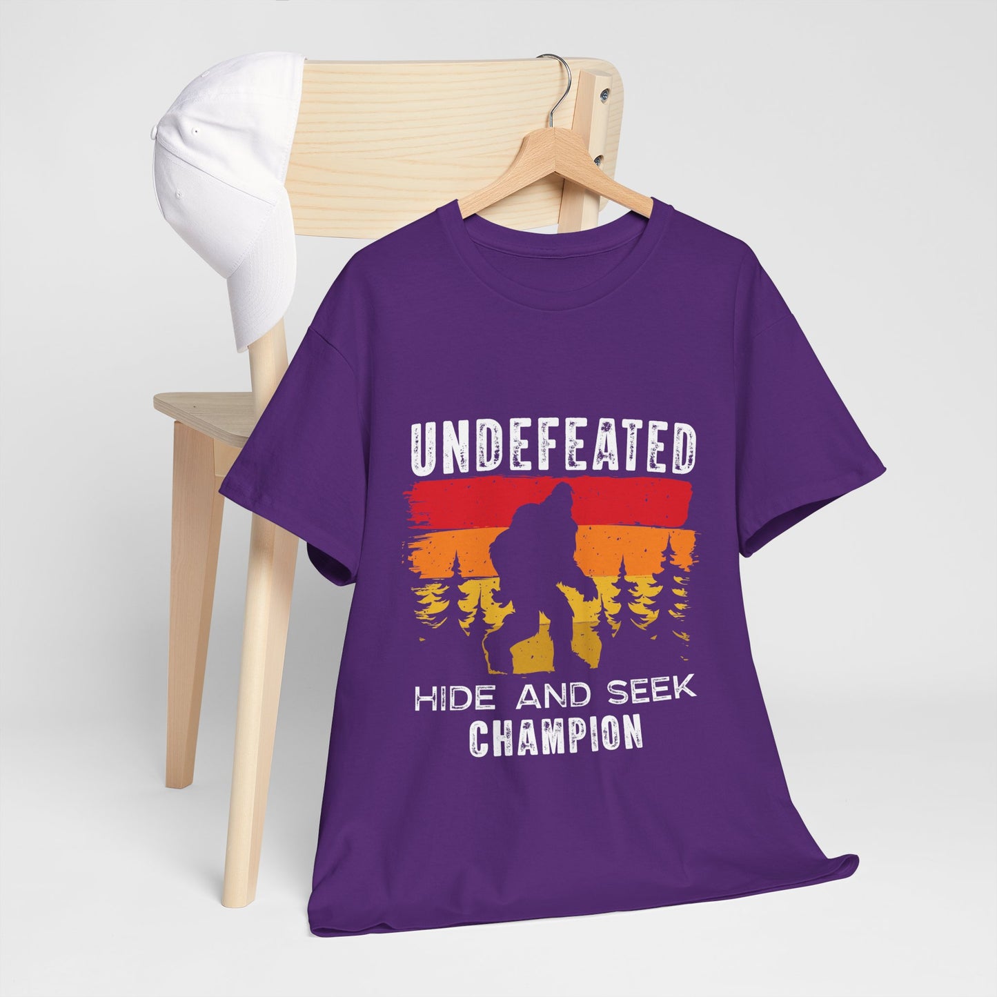 Undefeated Hide and Seek Champion Bigfoot T-Shirt - Retro Sunset Tee