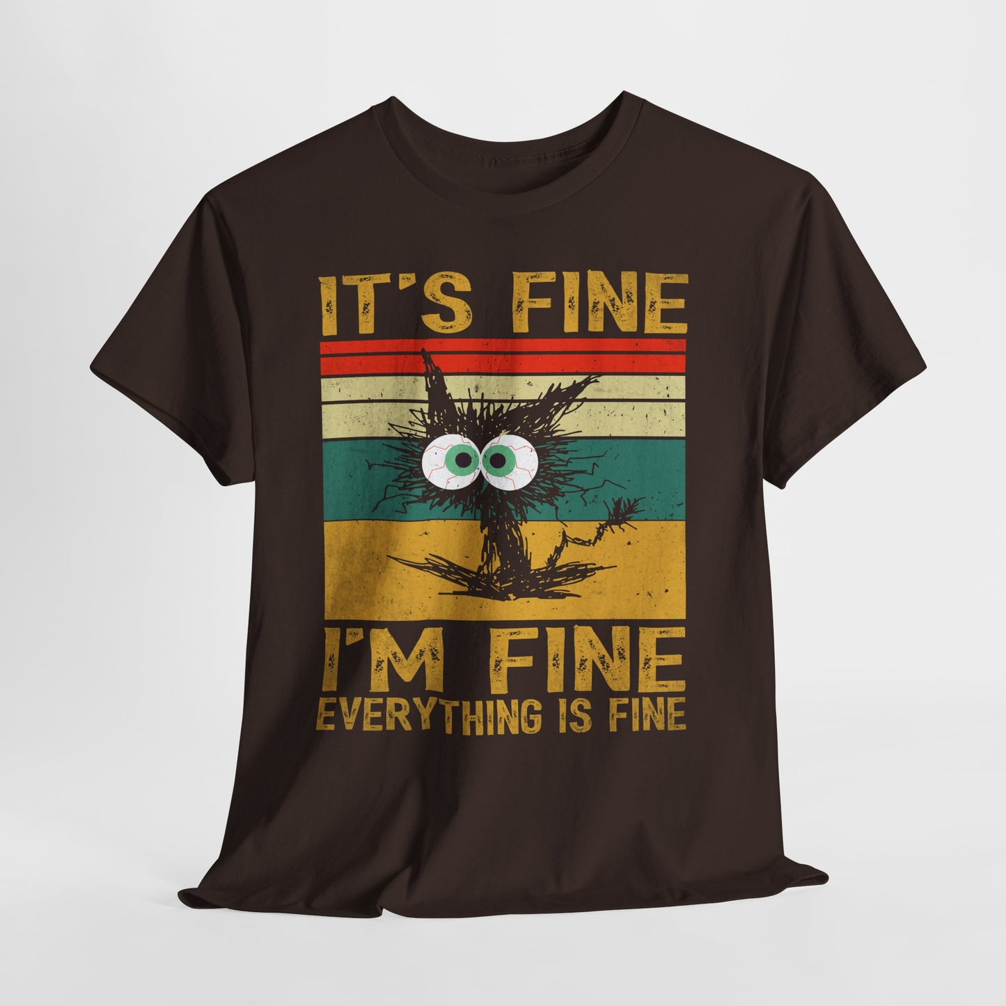 It’s Fine I’m Fine Shirt - Funny Stressed Cat Retro Tee
