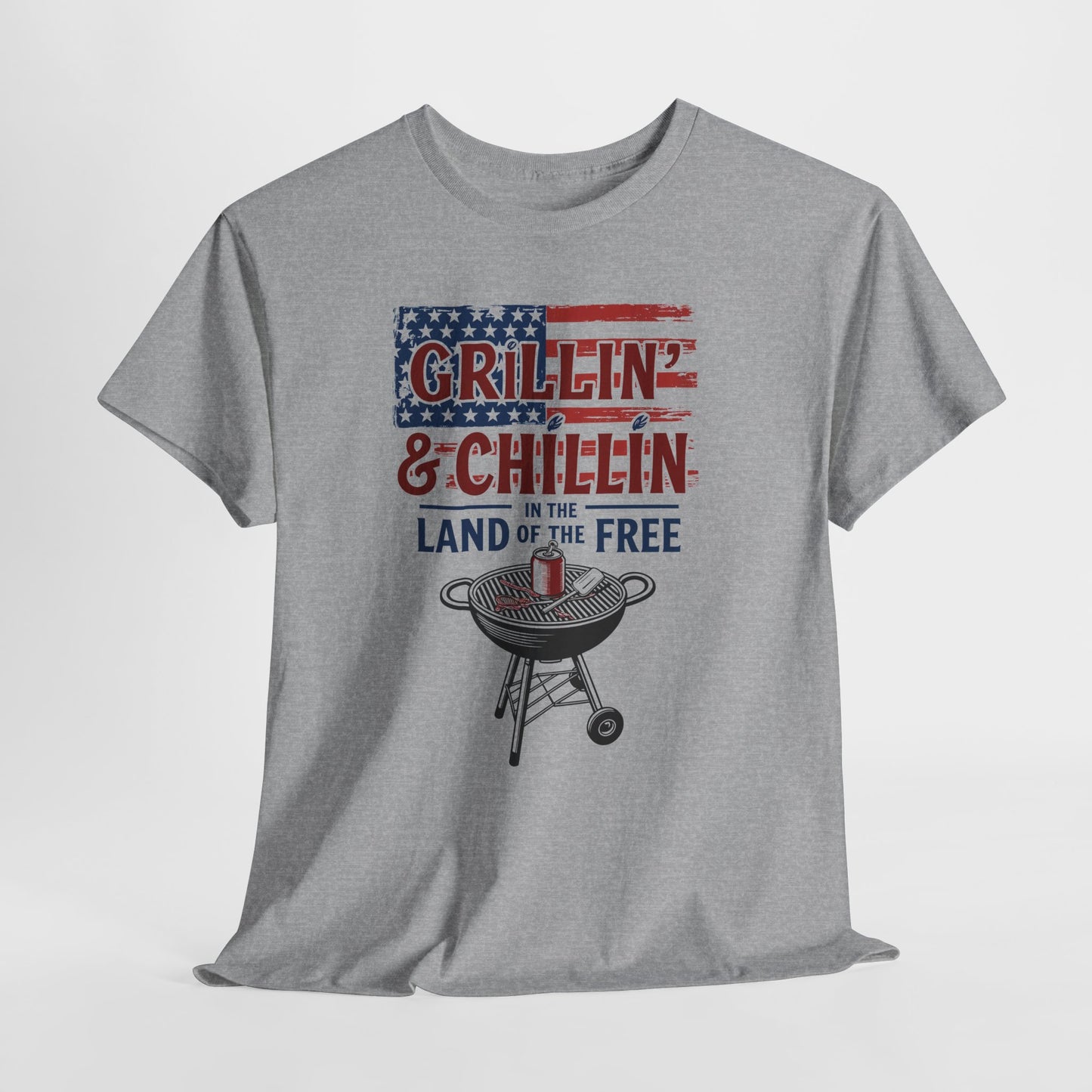 Grillin and Chillin T-Shirt - Funny Patriotic BBQ 4th of July Tee