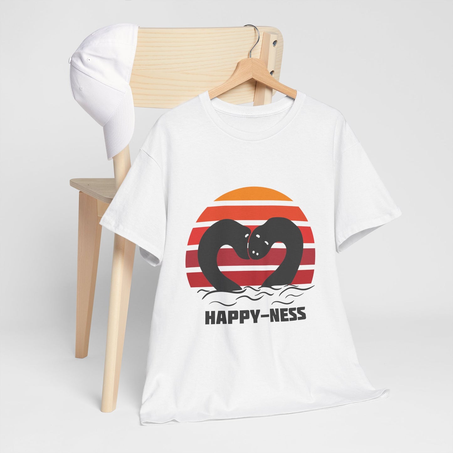Happy-Ness Loch Ness Shirt - Cute Nessie Heart Retro Sunset Tee - Scotland Souvenir