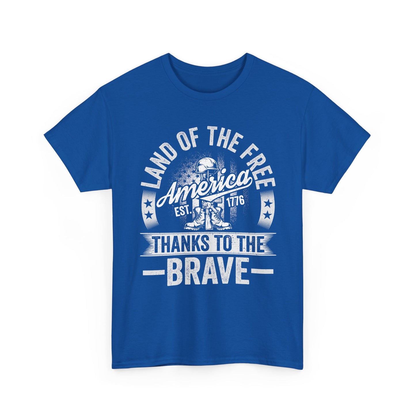Land of the Free T-Shirt - Battlefield Cross & Flag Memorial Tee