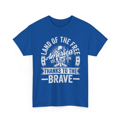 Land of the Free T-Shirt - Battlefield Cross & Flag Memorial Tee