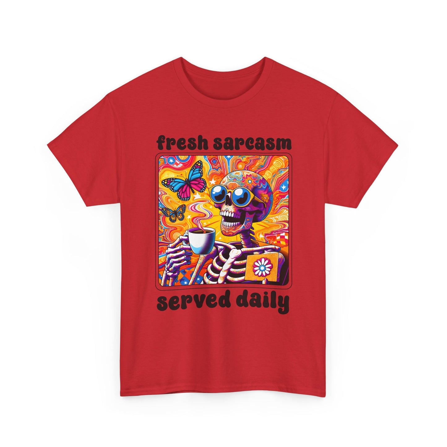 Psychedelic Coffee Skeleton T-Shirt - Trippy Boho Butterfly Tee