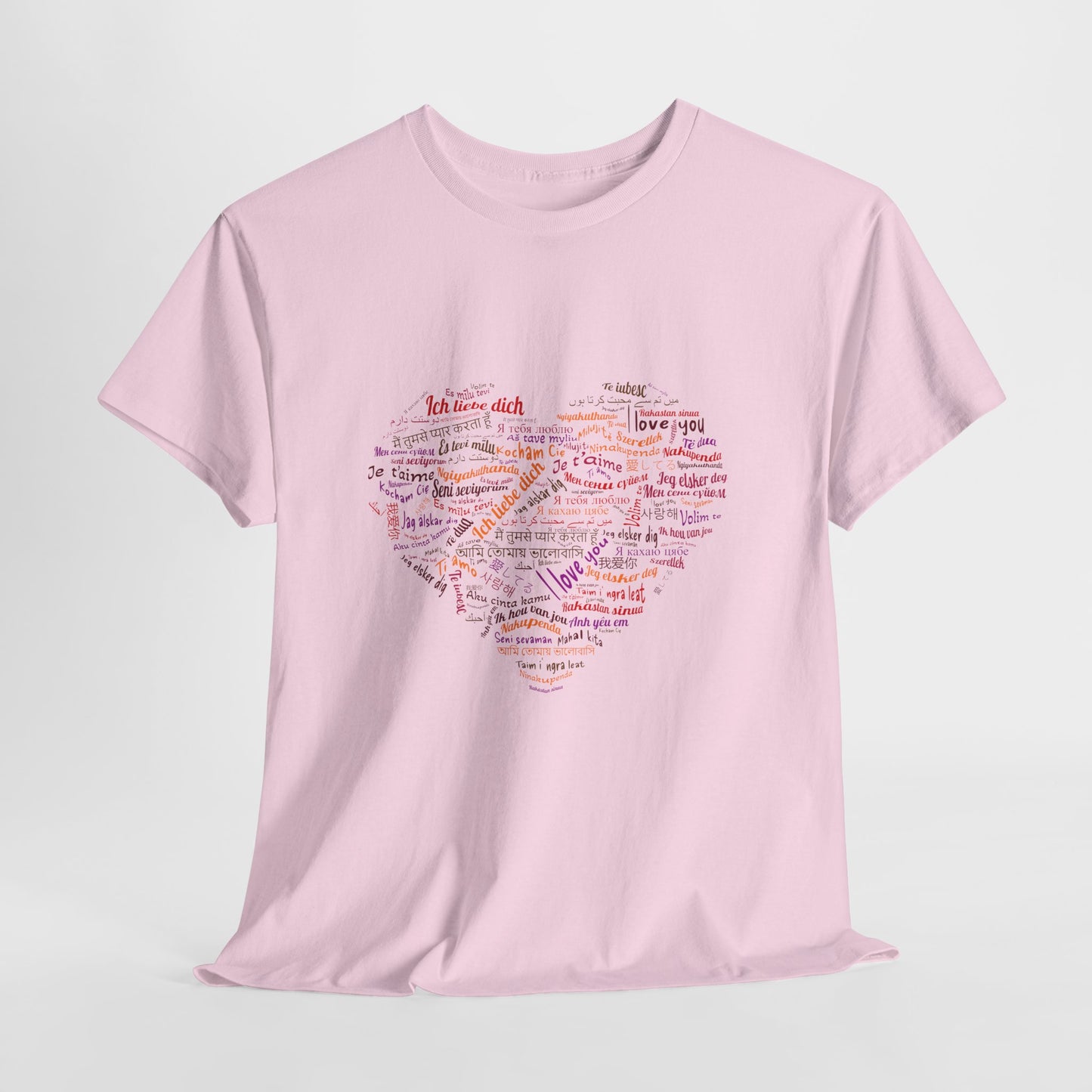 I Love You in Every Language T-Shirt - Multilingual Heart Design - Romantic Gift for Valentines Day, Anniversary, or Birthday