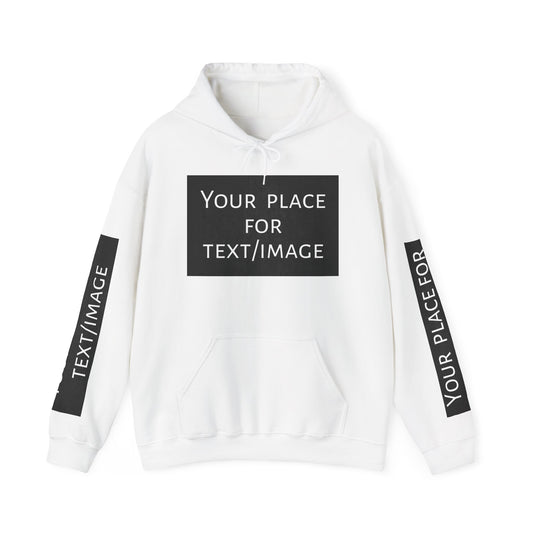 Custom Hoodie with Text or Image - 4-Side Personalized Sweatshirt, Custom Gift Idea, Front, Back & Sleeve Print Unisex Hoodie