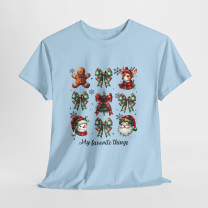 My Favorite Christmas Things Shirt - Plaid Bows Reindeer Gingerbread Tee